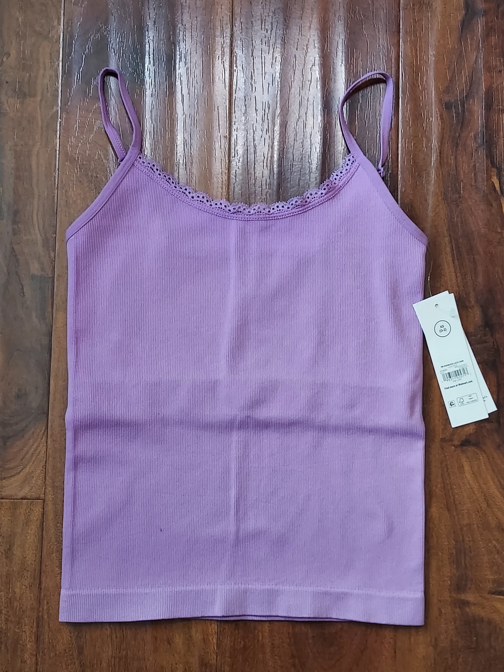 No Boundaries Lavender Lace-Trim Ribbed Camisole